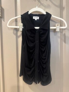 superdown top- black Ruched Collared top medium
